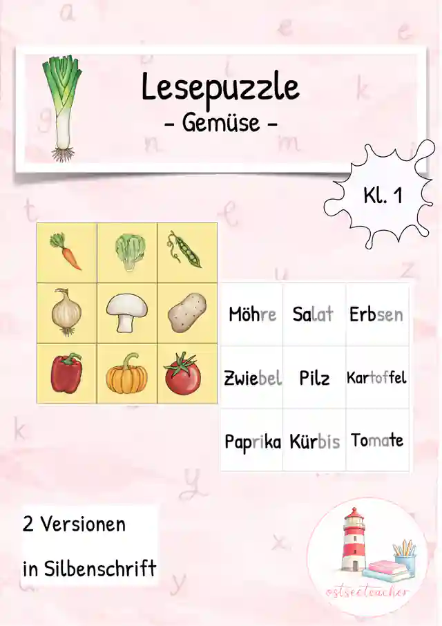 Lesen Leseförderung Lesepuzzle Gemüse (Kl. 1)