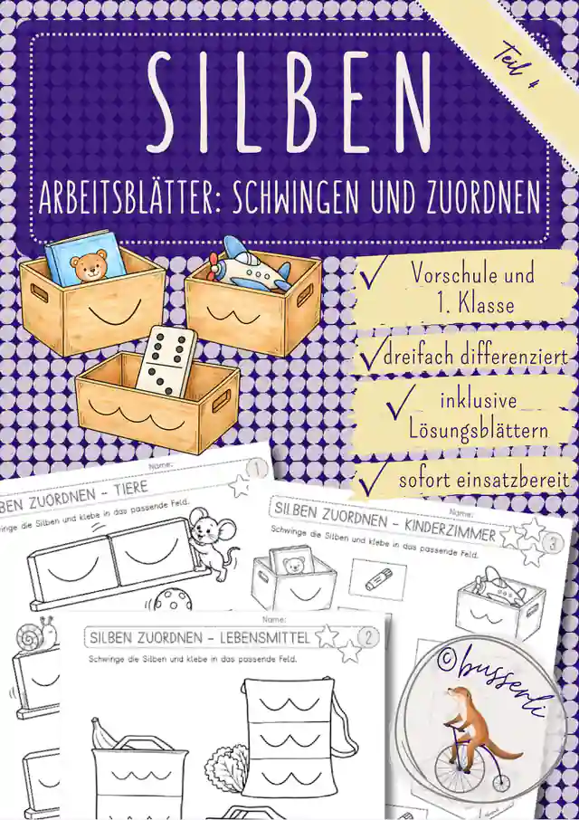 Silben schwingen & Silbenanzahl bestimmen – differenzierte Arbeitsblätter mit Lösungen