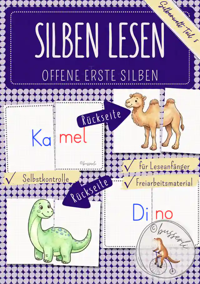 Silben lesen Klasse 1 | Offene Silben lesen & Wörter zusammensetzen | Selbstkontrolle