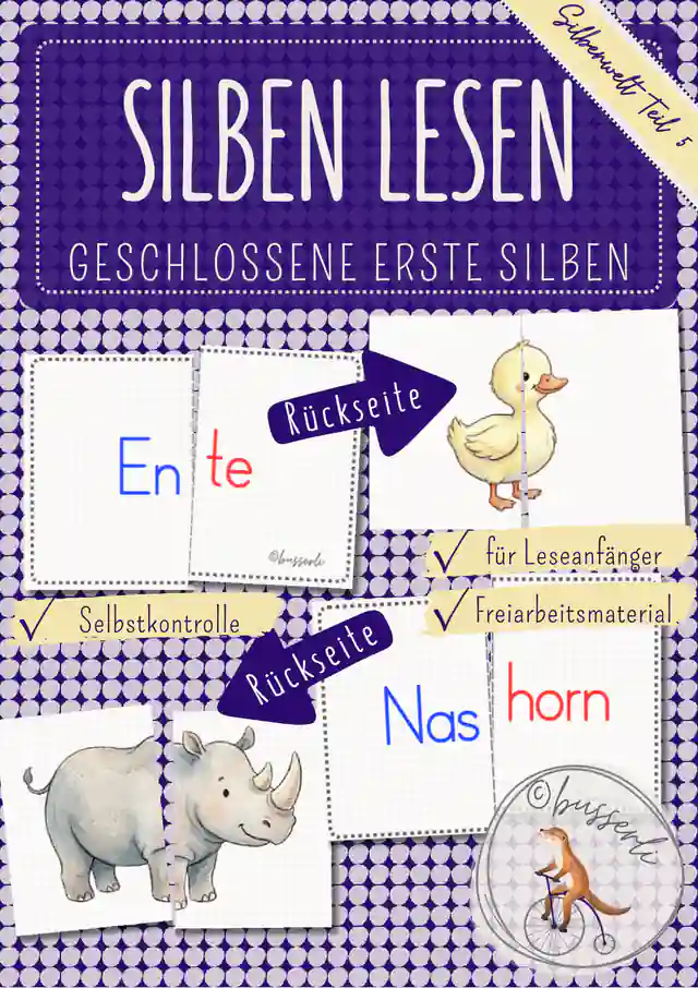 Silben lesen Klasse 1 | geschlossene Silben lesen & Wörter zusammensetzen | Selbstkontrolle | Silbenkärtchen