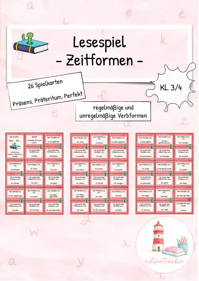 Zeitformen Lesespiel Präsens, Präteritum, Perfekt (Kl. 3/4)