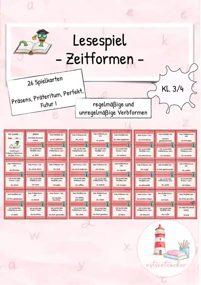 Zeitformen Lesespiel Präsens, Präteritum, Perfekt, Futur I (Kl. 3/4)