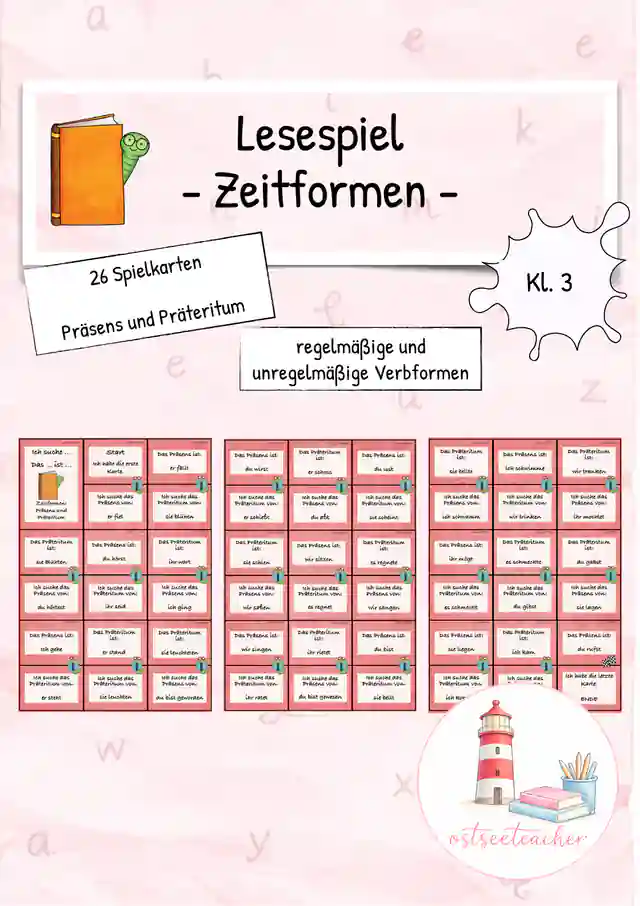 Zeitformen Lesespiel Präsens, Präteritum, Perfekt (Kl. 3/4)