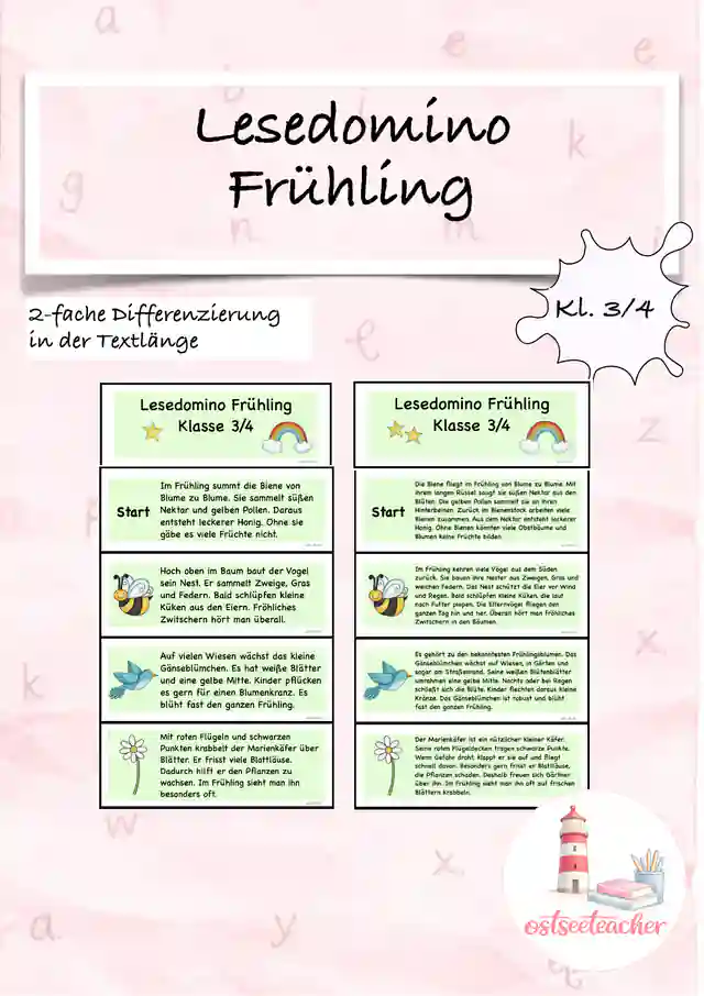 Leseförderung Lesedomino Frühling (Kl. 3/4)