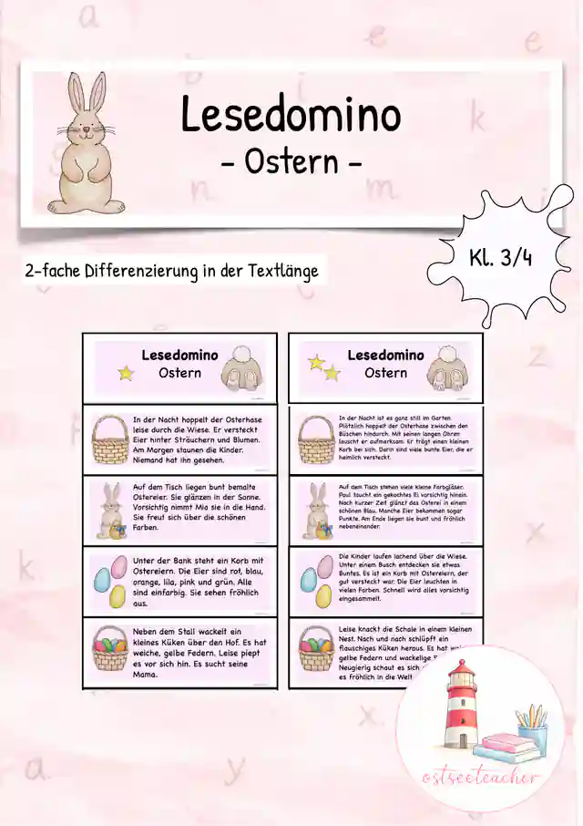 Leseförderung Lesedomino Ostern (Kl. 3/4)