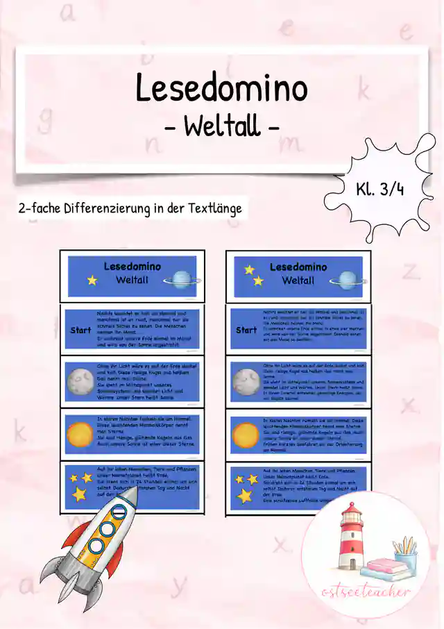 Leseförderung Lesedomino Weltall/ Planeten (Kl. 3/4)