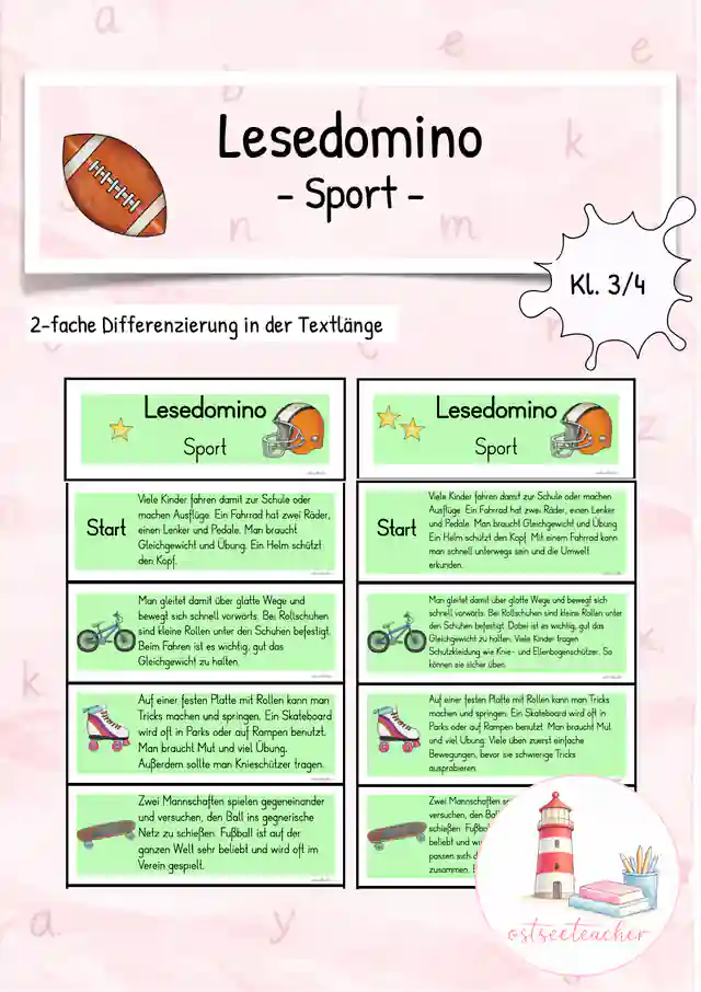 Leseförderung Lesedomino Sport (Kl. 3/4)