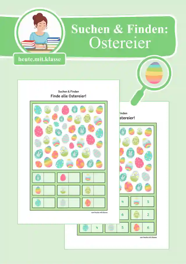 Suchen & Finden: Ostern & Ostereier (Wimmelbild, Zählen im Zahlenraum bis 10)