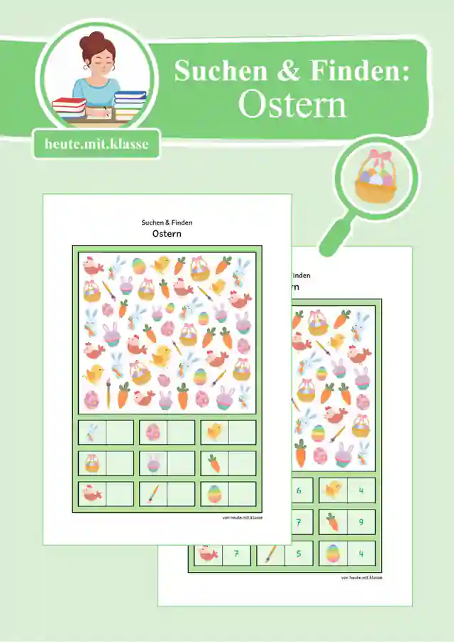 Suchen & Finden: Ostern (Wimmelbild, Zählen im Zahlenraum bis 10)