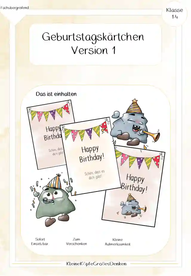 Geburtstagskärtchen zum Verschenken Version 1