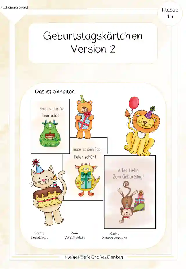 Geburtstagskärtchen zum Verschenken Version 2