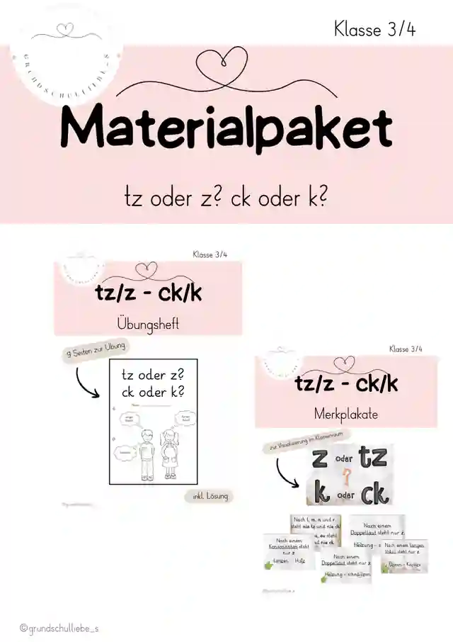 ck oder k , tz oder z - Materialpaket