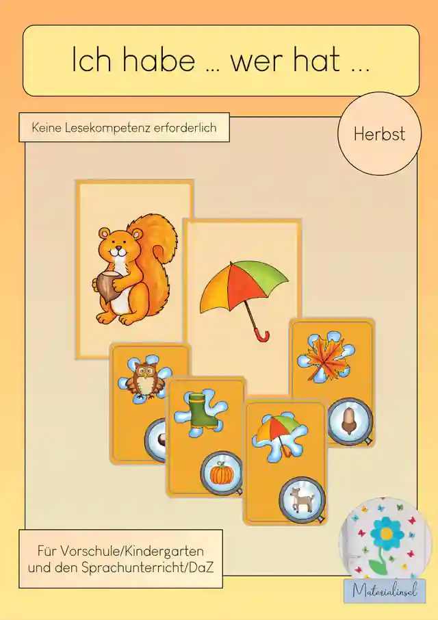 "Ich habe ... wer hat ..." - Spiel + Bildkarten zum Thema "Herbst"