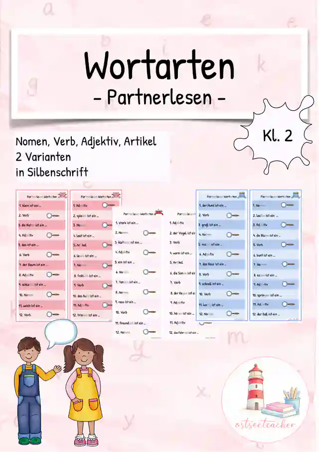 Wortarten Partnerlesen/ Dialoglesen Übung Training Spiel (Kl. 2)