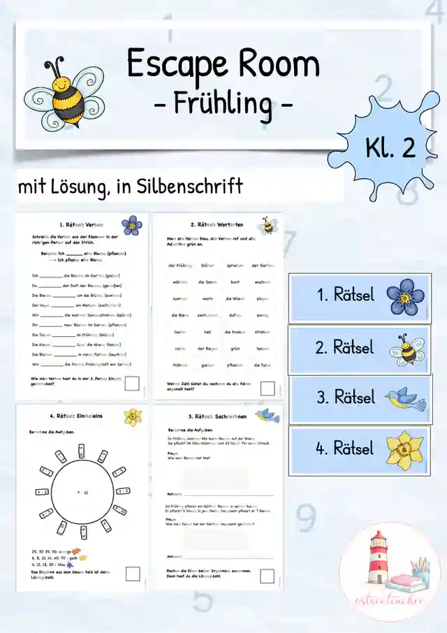 Escape Room Deutsch/ Mathe Frühling (Kl. 2)