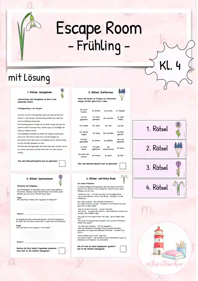  Escape Room  Deutsch/ Mathe Frühling (Kl. 4)
