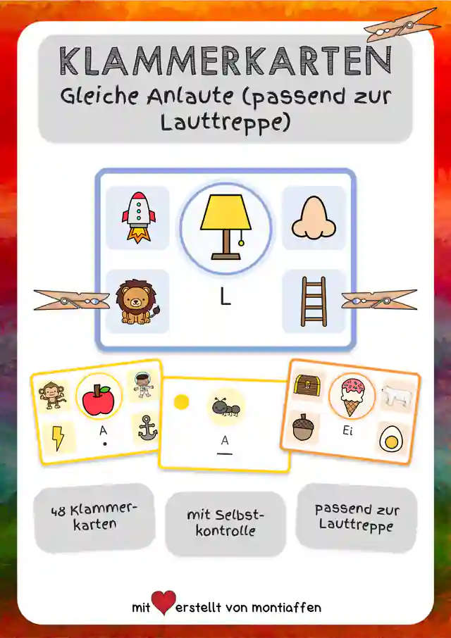 Gleiche Anlaute Klammerkarten - passend zur Lauttreppe