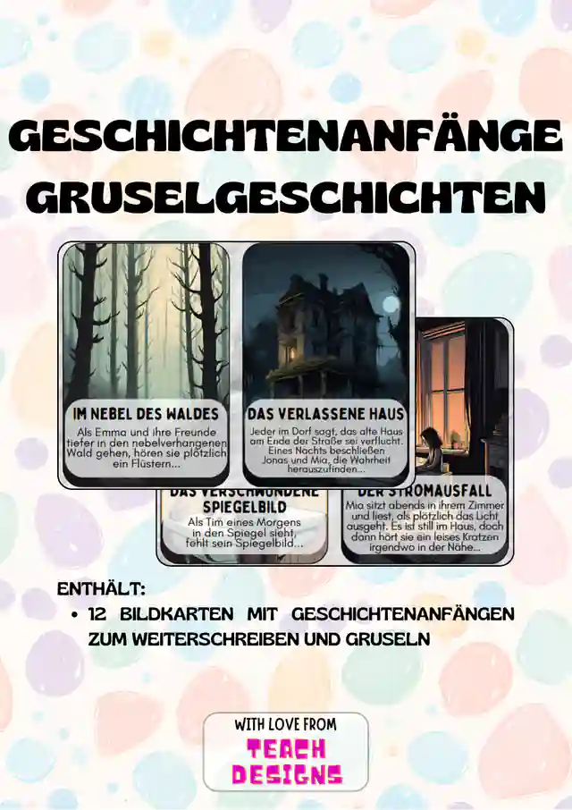 Bildkarten Gruselgeschichten zum Weiterschreiben