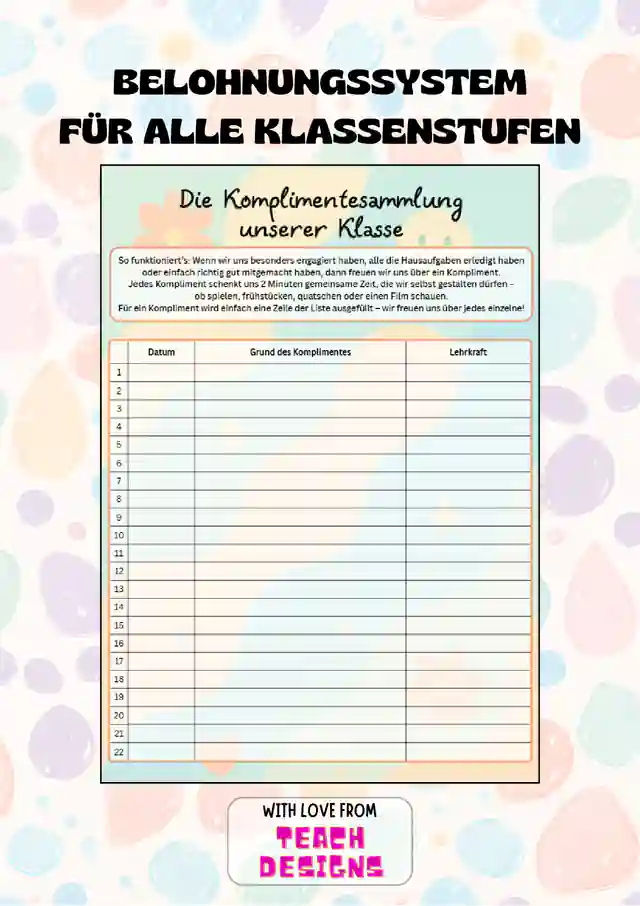 Belohnungssystem „Komplimentesammlung“