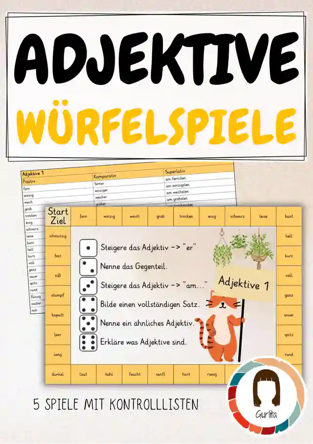 Würfelspiele Adjektive | Steigerungsformen | Wortarten Lernspiel