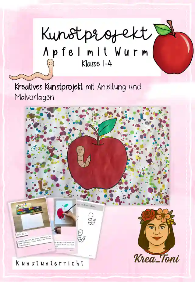 Kunstprojekt Apfel mit Wurm, Klasse 1-4