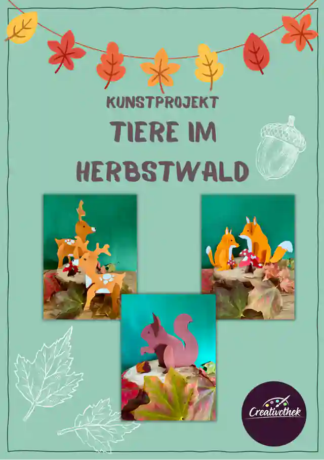 Kunstprojekt 3D Tiere im Herbstwald /Gestalten mit Papier 