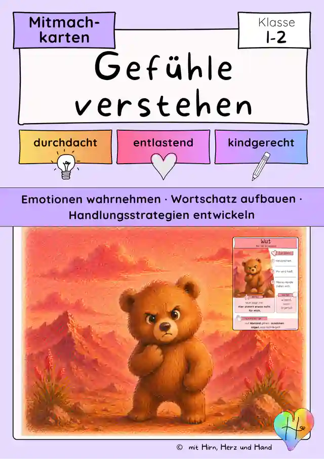 Gefühle verstehen Klasse 1 und 2 | Emotionale Kompetenz, Wortschatz & Handlungsstrategien · Mitmachkarten