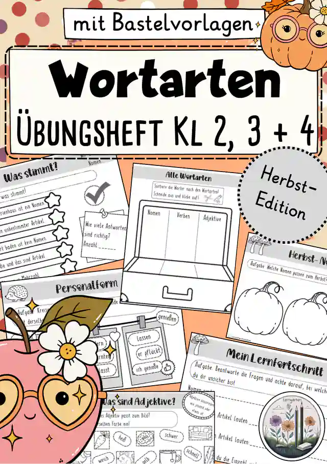 Wortarten: Differenziertes Übungsheft / Arbeitsheft zur Wiederholung. Klasse 2, 3, 4. Herbst
