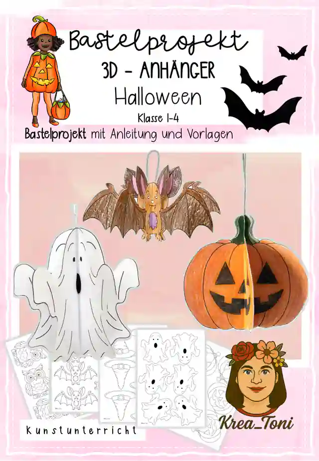 Bastelprojekt 3D-Anhänger Halloween, Klasse 1-4
