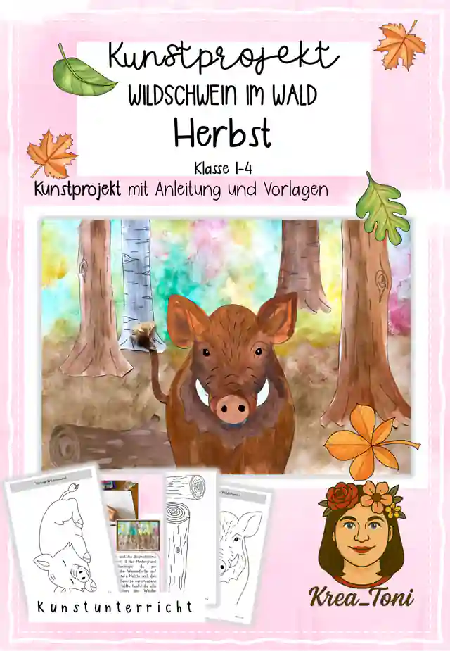 Kunstprojekt Wildschwein im Wald, Klasse 1-4