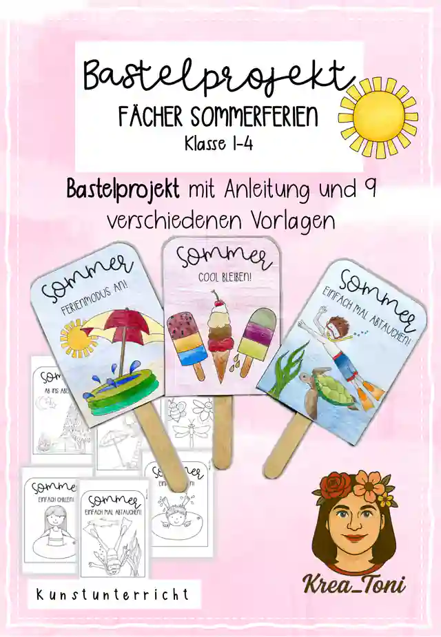 Bastelprojekt Fächer Sommerferien, Klasse 1-4