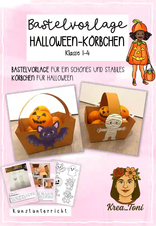 Bastelvorlage Halloween-Körbchen