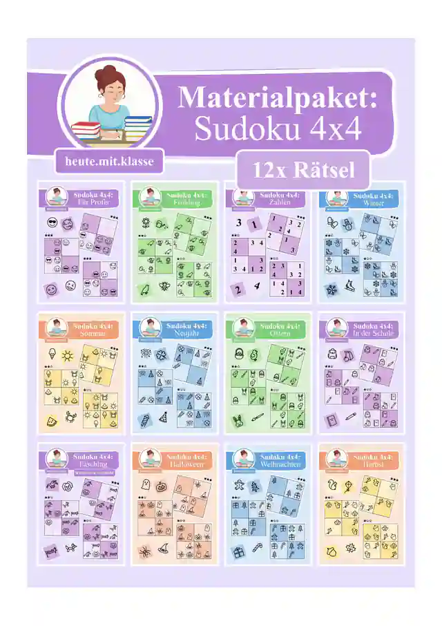 Materialpaket: Sudoku 4x4 "Rund ums Jahr!" - Logisches Denken fördern!