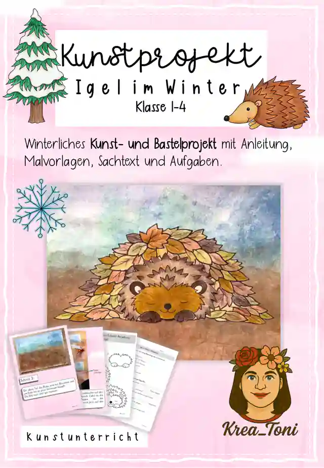 Kunstprojekt Igel im Winter, Klasse 1-4