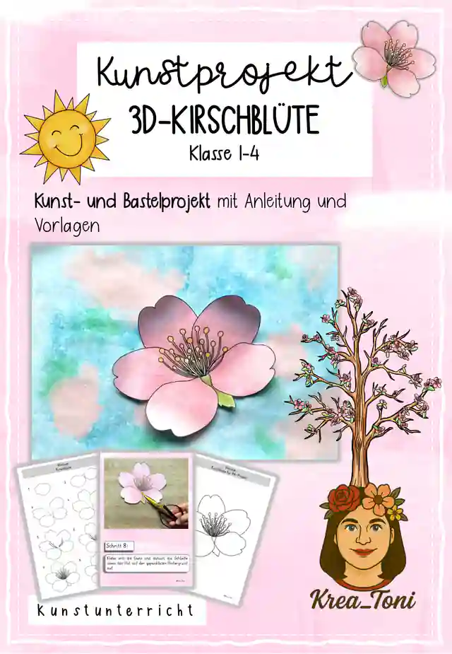 Kunstprojekt 3D-Kirschblüte, Klasse 1-4