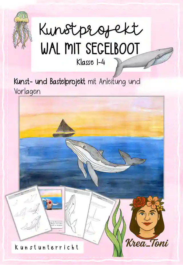 Kunstprojekt Wal mit Segelboot, Klasse 1-4