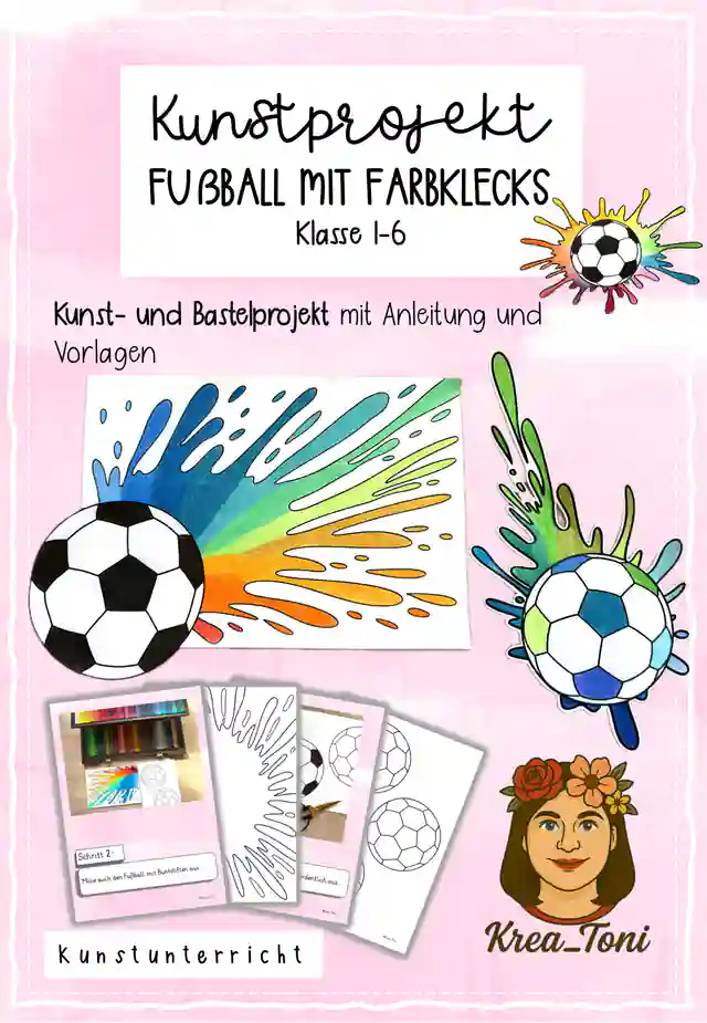 Kunstprojekt Fußball mit Farbklecks, Klasse 1-4
