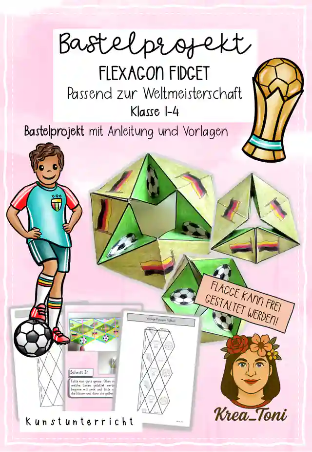 Bastelprojekt Flexagon Fidget Fußball WM und EM, Klasse 1-4