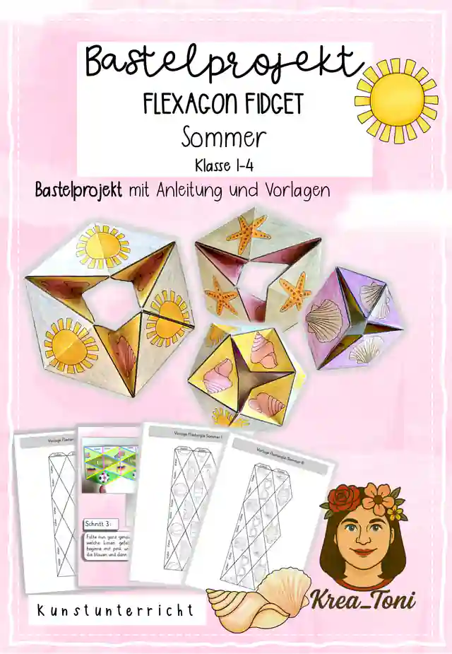 Bastelprojekt Flexagon Fidget Sommer, Klasse 1-4
