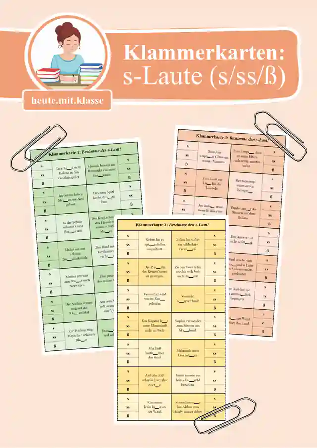 Klammerkarten: Wörter mit s-Lauten (s/ss/ß)