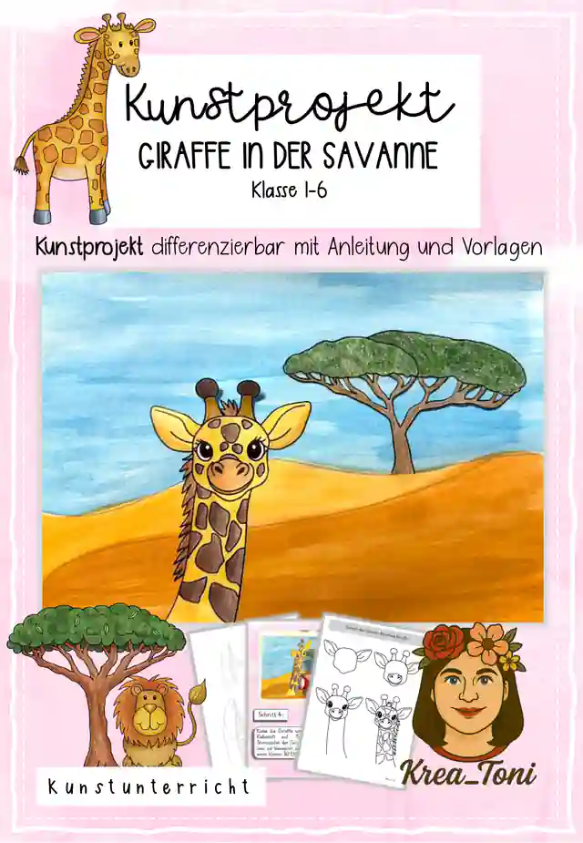 Kunstprojekt Giraffe in der Savanne, Klasse 1-6