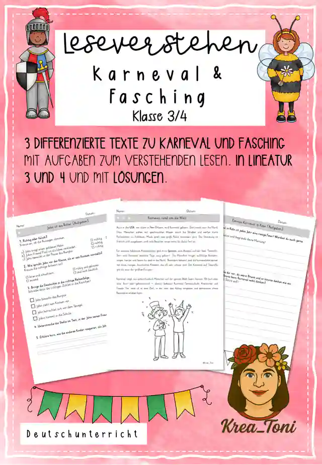 Leseverstehen Karneval & Fasching, Klasse 3/4