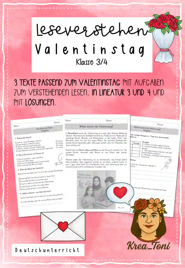 Leseverstehen Valentinstag, Klasse 3/4