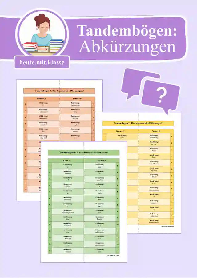 Tandembögen: Wichtige Abkürzungen im Deutschunterricht