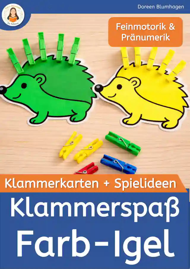 Farb-Igel mit Wäscheklammern – Pränumerik, Farben & Feinmotorik | Herbst