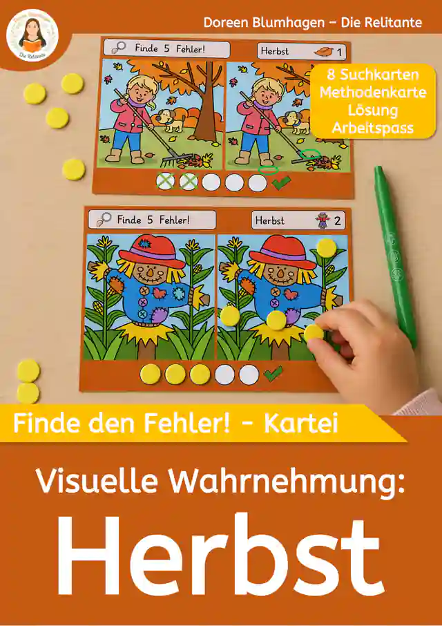Finde den Fehler – Herbst | 8 Suchbilder zur visuellen Wahrnehmung | Förderschule & Grundschule