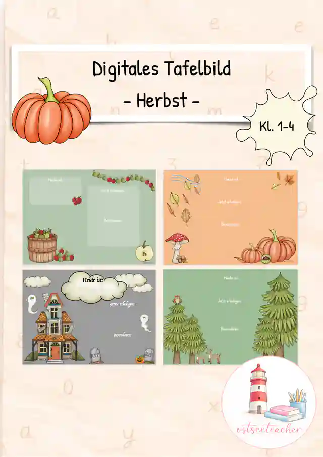 Digitale Tafel/ Begrüßungsbilder Herbst (Kl. 1-4)