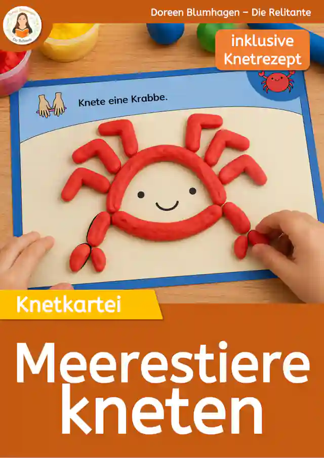 Meerestiere Knetkartei | 14 Knetkarten für Feinmotorik | Vorschule, Klasse 1 & Förderschule