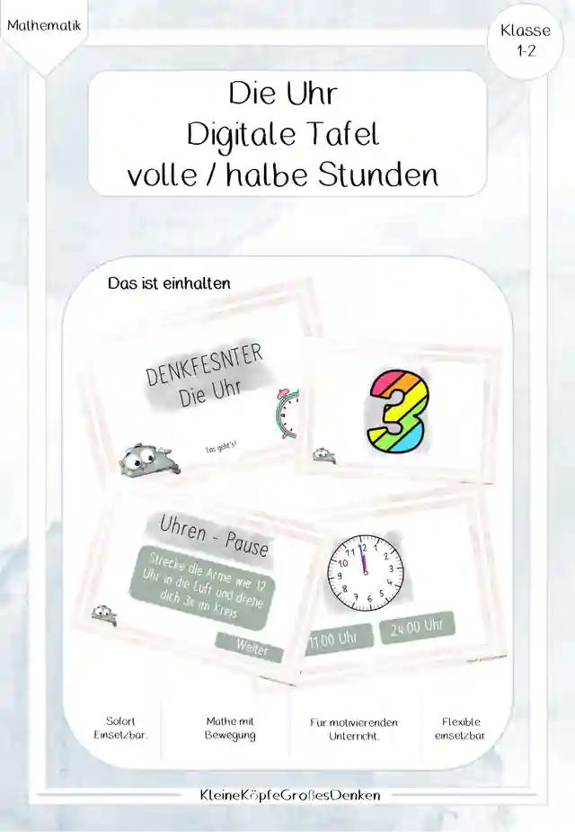 Die Uhr - Digitale Tafel (volle & halbe Stunden)