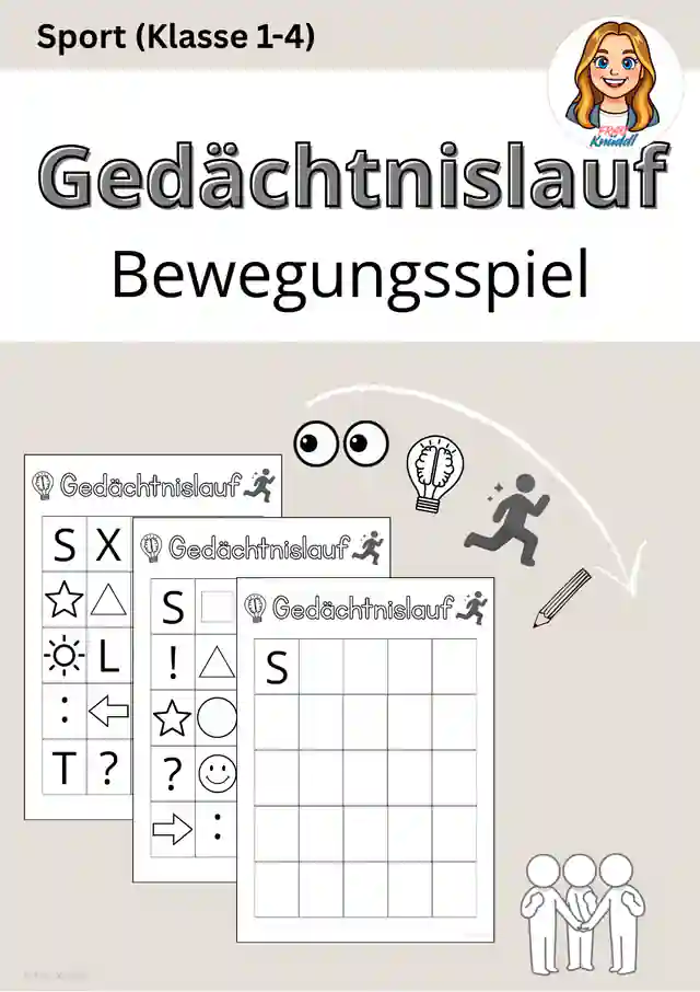 Gedächtnislauf Bewegungsspiel, Sportspiel Freebie